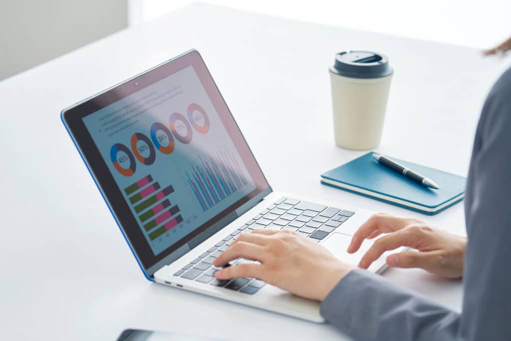 Businesswoman working with the laptop at the office